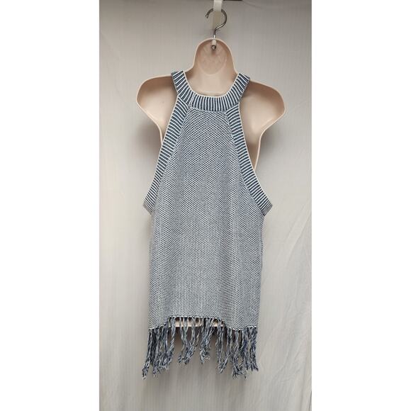 6th & Lane Bambado Fringe Crochet Tunic Sweater Top Blouse Color Blue Size 18/20 - Picture 6 of 10